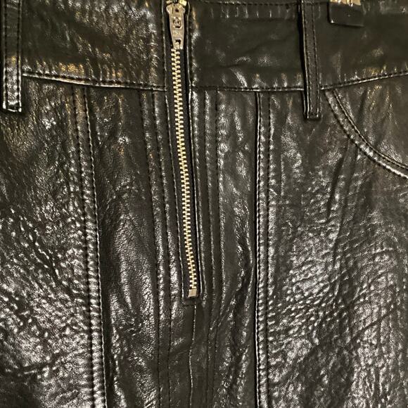 Ba&sh Baly Noir Textured Black Lamb Leather Zip Front Mini Skirt 36 S - Picture 5 of 10
